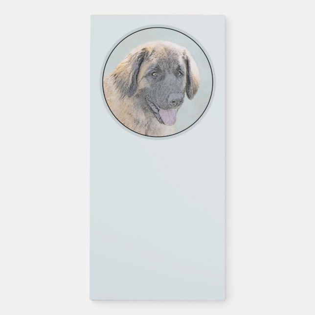 Leonberger Painting - Cute Original Dog Art Magnetic Notepad (Front)