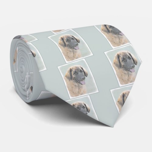 Leonberger Painting _ Cute Original Dog Art Neck Tie