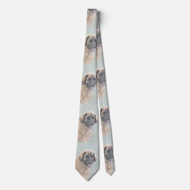 Leonberger Painting - Cute Original Dog Art Neck Tie (Front)