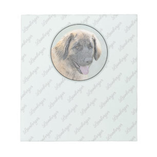 Leonberger Painting - Cute Original Dog Art Notepad
