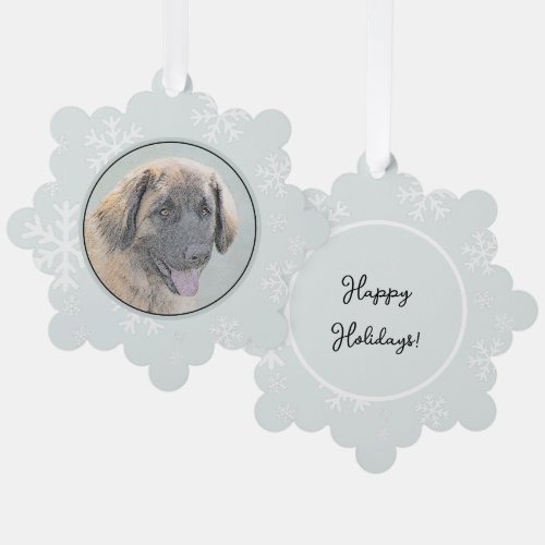 Leonberger Painting _ Cute Original Dog Art Ornament Card