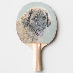 Leonberger Painting - Cute Original Dog Art Ping Pong Paddle