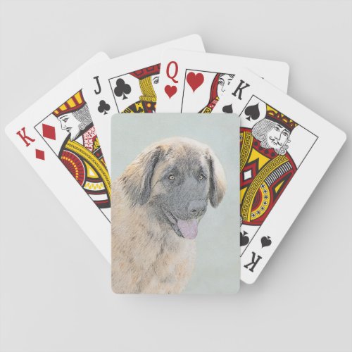 Leonberger Painting _ Cute Original Dog Art Playing Cards