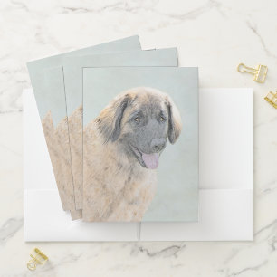 Leonberger Painting - Cute Original Dog Art Pocket Folder