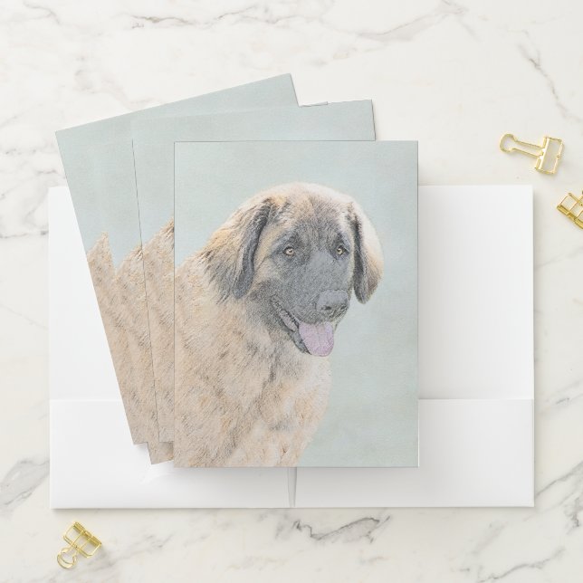 Leonberger Painting - Cute Original Dog Art Pocket Folder (In Situ)