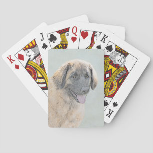 Leonberger Painting - Cute Original Dog Art Poker Cards
