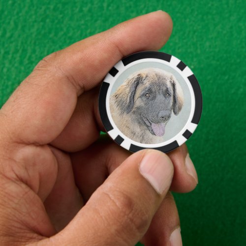 Leonberger Painting _ Cute Original Dog Art Poker Chips