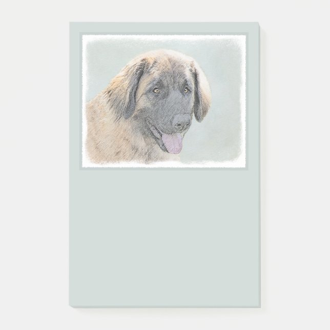 Leonberger Painting - Cute Original Dog Art Post-it Notes (Front)