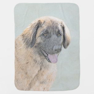 Leonberger Painting - Cute Original Dog Art Receiving Blanket