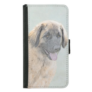 Leonberger Painting - Cute Original Dog Art Samsung Galaxy S5 Wallet Case