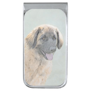 Leonberger Painting - Cute Original Dog Art Silver Finish Money Clip