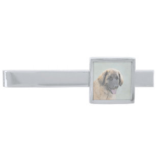 Leonberger Painting - Cute Original Dog Art Silver Finish Tie Clip