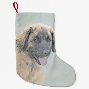 Leonberger Painting - Cute Original Dog Art Small Christmas Stocking