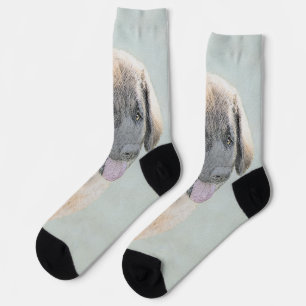 Leonberger Painting - Cute Original Dog Art Socks