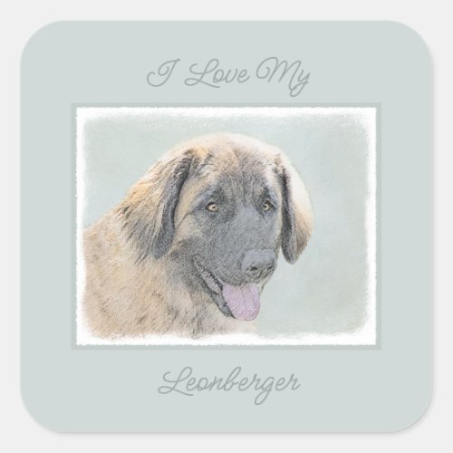 Leonberger Painting _ Cute Original Dog Art Square Square Sticker