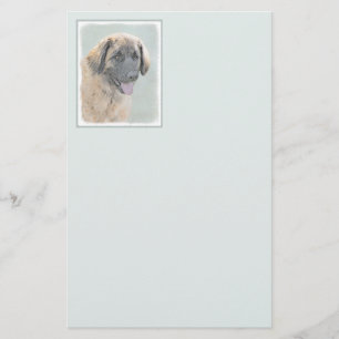 Leonberger Painting - Cute Original Dog Art Stationery
