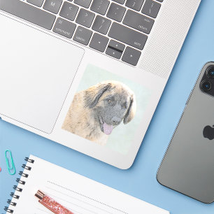 Leonberger Painting - Cute Original Dog Art Sticker