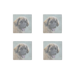 Leonberger Painting - Cute Original Dog Art Stone Magnet