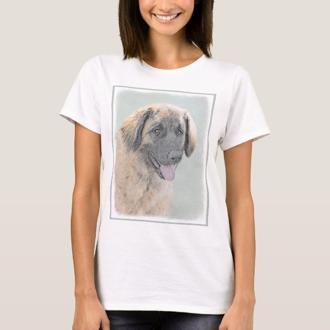 Leonberger Painting - Cute Original Dog Art T-Shirt (Front)