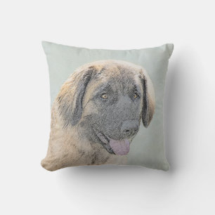 Leonberger Painting - Cute Original Dog Art Throw Pillow