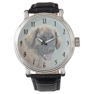 Leonberger Painting - Cute Original Dog Art Watch