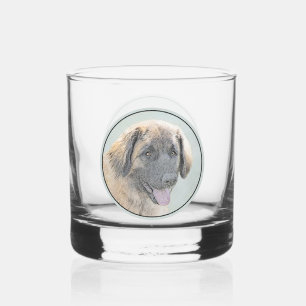 Leonberger Painting - Cute Original Dog Art Whiskey Glass
