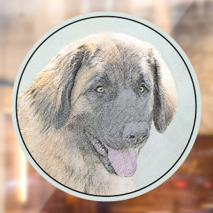 Leonberger Painting - Cute Original Dog Art Window Cling