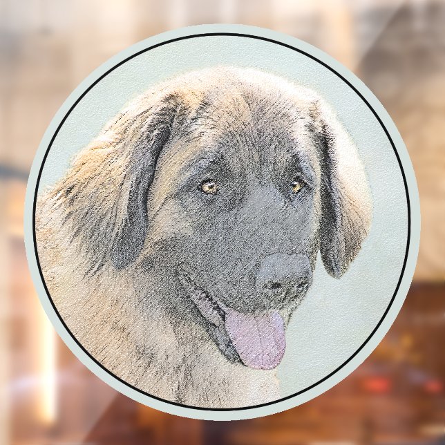 Leonberger Painting - Cute Original Dog Art Window Cling (Sheet 2)