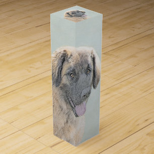 Leonberger Painting - Cute Original Dog Art Wine Box