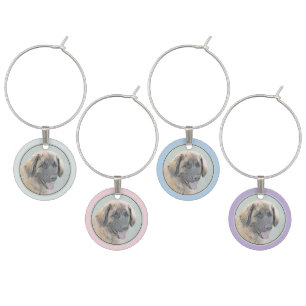 Leonberger Painting - Cute Original Dog Art Wine Charm