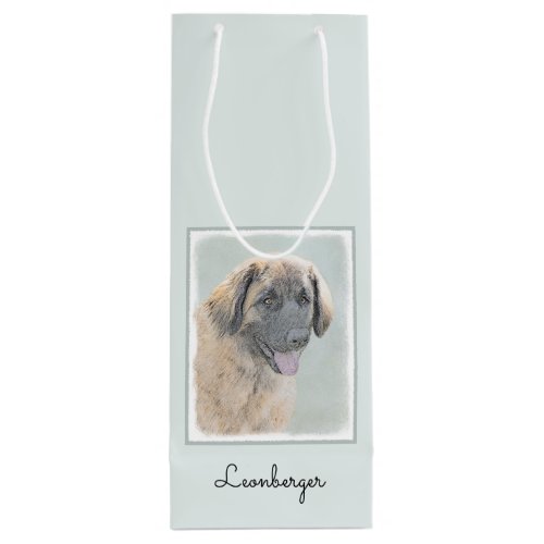 Leonberger Painting _ Cute Original Dog Art Wine Gift Bag