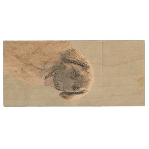 Leonberger Painting _ Cute Original Dog Art Wood Flash Drive