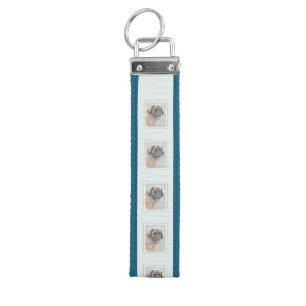 Leonberger Painting - Cute Original Dog Art Wrist Keychain