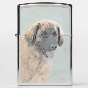 Leonberger Painting - Cute Original Dog Art Zippo Lighter