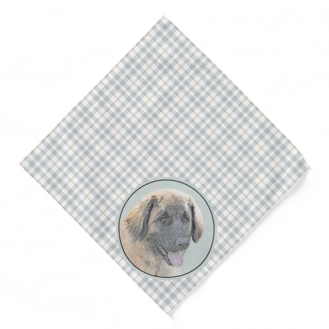Leonberger Painting Leo Cute Original Pet Dog Art Bandana (Front)