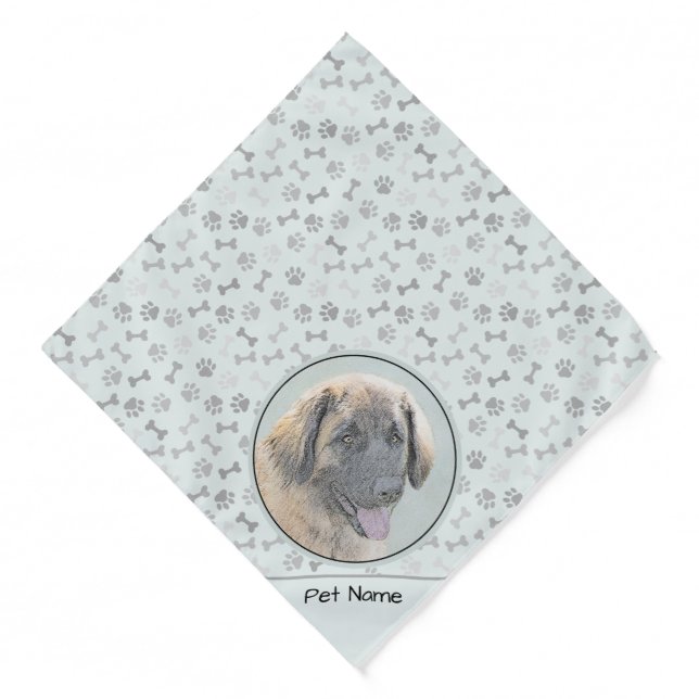 Leonberger Painting Leo Cute Original Pet Dog Art Bandana (Front)