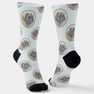Leonberger Painting Leo Cute Original Pet Dog Art Socks