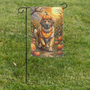 Leonberger Pumpkin Monster Halloween Dog Art Garden Flag