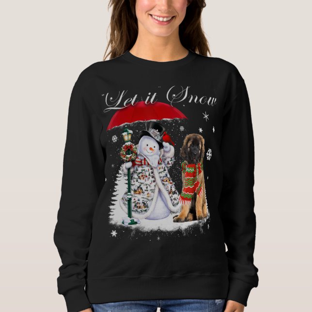 Leonberger Santa Dog Christmas Snowman Xmas Pajama Sweatshirt (Front)