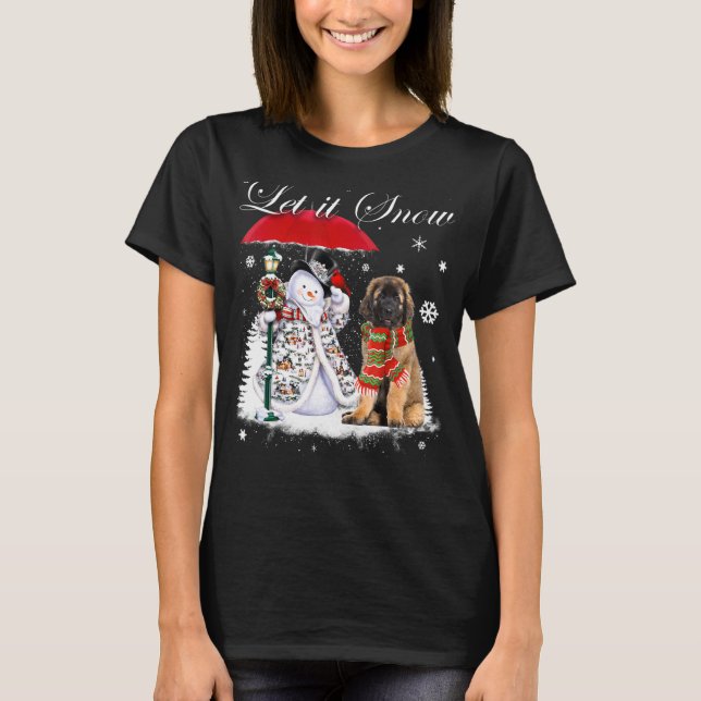 Leonberger Santa Dog Christmas Snowman Xmas Pajama T-Shirt (Front)