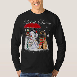 Leonberger Santa Dog Christmas Snowman Xmas Pajama T-Shirt