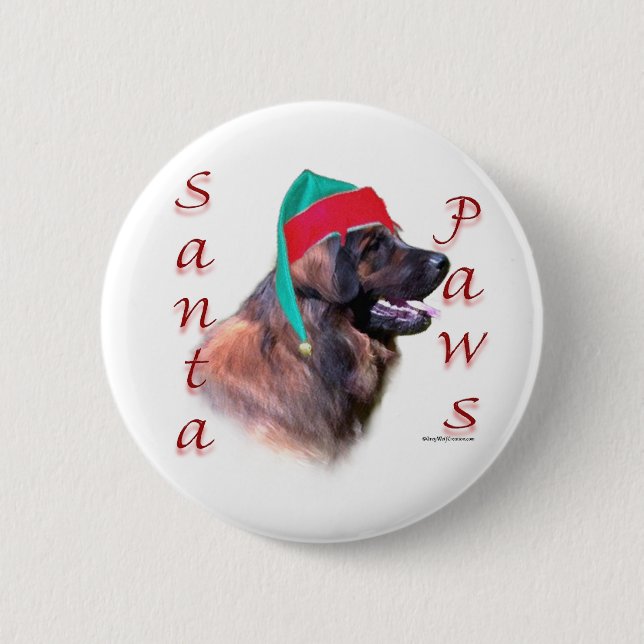 Leonberger Santa Paws Pinback Button (Front)