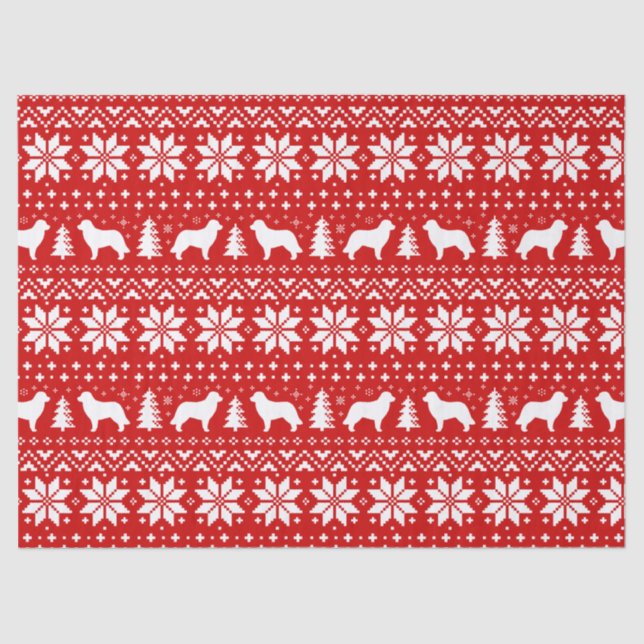 Leonberger Silhouettes Christmas Pattern Red Tissue Paper (Front)