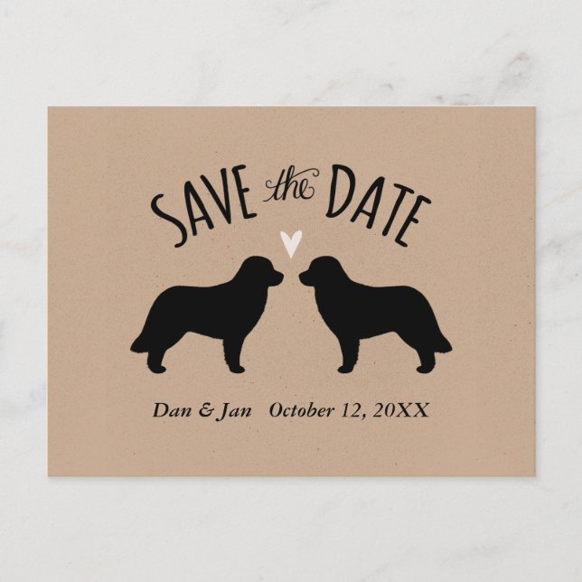 Leonberger Silhouettes Wedding Save the Date Announcement Postcard (Front)