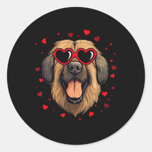 Leonberger Valentine Heart Cute Dog Lovers Classic Round Sticker