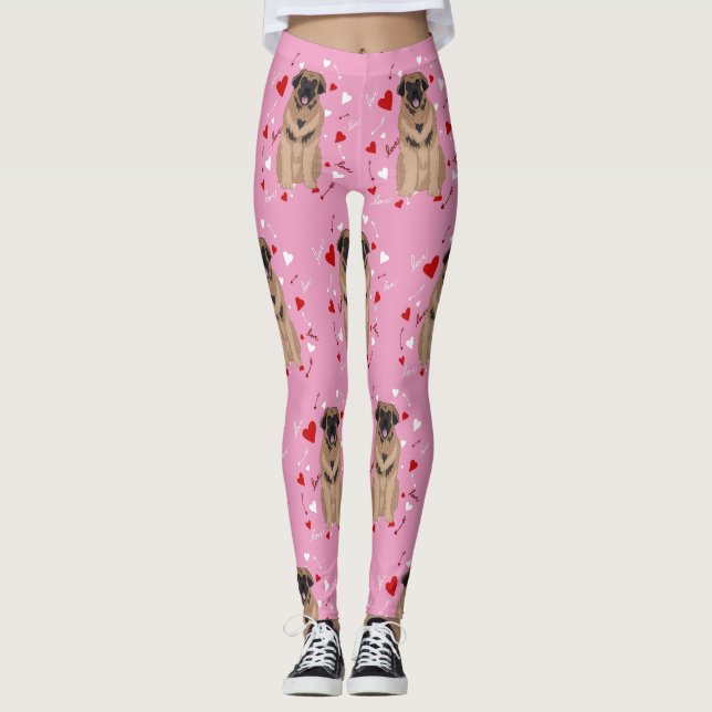 Leonberger Valentines Day Leggings (Front)
