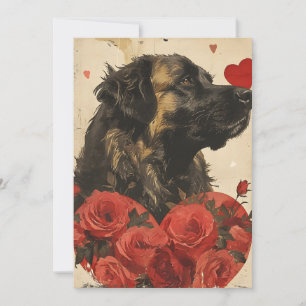 Leonberger Vintage Valentine's day Holiday Card