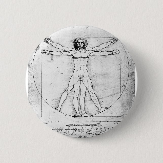 Leondardo Da Vinci Proportion Man Pinback Button (Front)