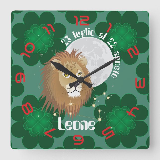 Leone 23 liglio-22 august Orologio Square Wall Clock (Front)