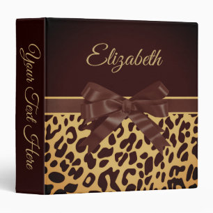 Leopar Print Black Bow 3 Ring Binder